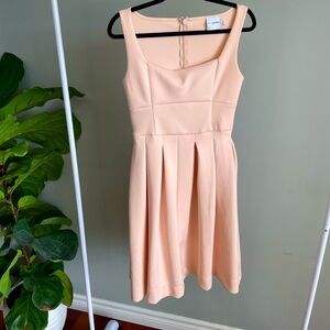 ASOS Petite Peach Pink Sleeveless Square Neck Formal Midi Dress Size 8 US